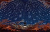 Karl Friedrich Schinkel, Die Zauberflöte. I. Akt, 6. Szene: Sternenhimmel, Thron der Königin der Nacht, 1819-24, Aquatinta und Radierung koloriert, Österreichisches Theatermuseum, Wien © Kunsthistorisches Museum Wien