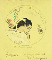 Paul Gauguin, Volpini-Suite, Leda, 1889, Frontispiz der Suite Volpini, Zinkografie, handkoloriert