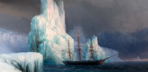 Iwan Konstantinowitsch Aiwasowski, Eisberge in der Antarktis, Detail, 1870, Öl auf Leinwand, 112 x 136 cm, Aiwasowski-Galerie, Feodossija.