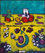 Alexej von Jawlensky, Stillleben mit bunter Decke, 1910 © Privatsammlung.
