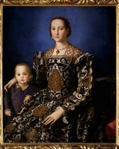 Bronzino, Porträt der Eleonora di Toledo mit Sohn Giovanni, 1545, 115 x 96 cm. Firenze, Galleria degli Uffizi, inv. 1890 n. 748.