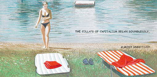 Johanna Kandl, Ohne Titel (the collaps), 2005, Eitempera auf Holz, 30x42cm © Sammlung Essl Privatstiftung, Klosterneuburg/Wien.