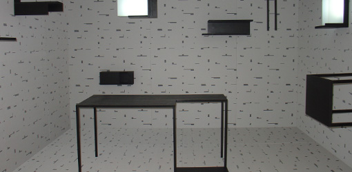 Esther Stocker, Wiener Musterzimmer, 2009 (Belvedere), Foto © Alexandra Matzner.