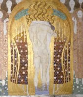 Gustav Klimt, Beethovenfries: Diesen Kuss der ganzen Welt, 1901-1902, Gesamtmaße 2,15 m x 34,14 m, Mischtechnik, Belvedere, Wien / Leihgabe in der Secession, Wien © BDA
