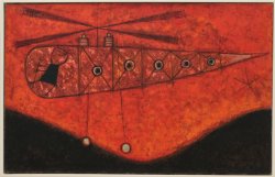 Akira Kito, Milliardaire, 1956, Collection Liliane Vincy, Paris, Ausstellungsansicht „Hundertwasser, Japan und die Avantgarde“, Belvedere, Orangerie, 6.3.-30.6.2013, Foto: Alexandra Matzner.