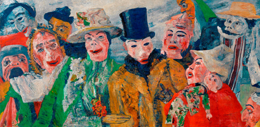 James Ensor, Die Intrige, Detail, 1890, Öl auf Leinwand, 90x150 cm, KMSKA, T308.