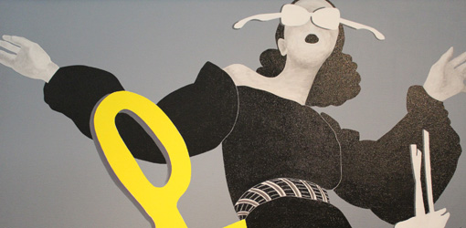 Kiki Kogelnik, It Hurts with a Scissor, Detail, 1974-76, Öl und Aryl auf Leinwand © Kiki Kogelnik Foundation Vienna/New York, Foto: Alexandra Matzner.