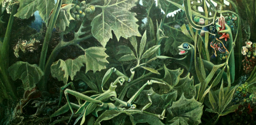 Max Ernst, Die Lebensfreude, Detail, 1936 (Scottish National Gallery of Modern Art, Edinburgh, purchased with the assistance of the Heritage Lottery Fund and the Art Fund 1995), Installationsansicht Albertina 2013, Foto: Alexandra Matzner