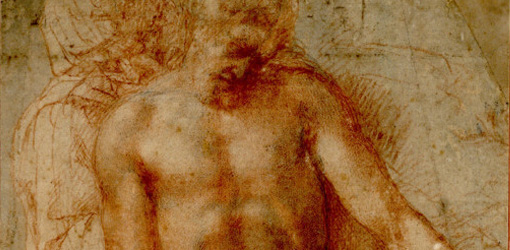 Michelangelo, Pietà, um 1530-36, Rötel über schwarzer Kreide und Griffelvorzeichnung © Albertina, Wien