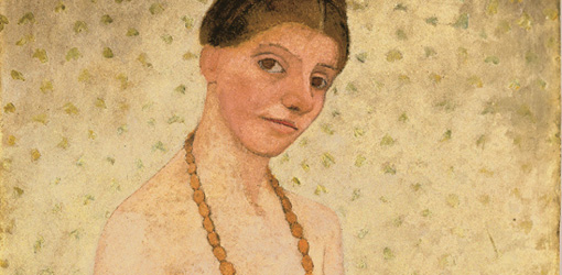 Paula Modersohn-Becker: Selbstbildnis am 6. Hochzeitstag, 1906, Öl auf Pappe, 101,8x70,2 cm © Kunstsammlungen Böttgerstraße, Paula Modersohn-Becker Museum, Bremen 2010.