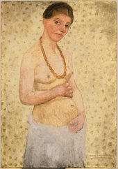 Paula Modersohn-Becker: Selbstbildnis am 6. Hochzeitstag, 1906, Öl auf Pappe, 101,8x70,2 cm © Kunstsammlungen Böttgerstraße, Paula Modersohn-Becker Museum, Bremen 2010.