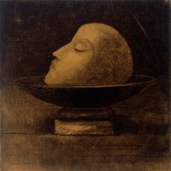 Odilon Redon, Märtyrer oder Kopf eines Märtyrers auf der Schale oder der heilige Johannes, 1877, Kohle auf Papier, 36,6 x 36,3 cm, Kröller-Müller Museum, Otterlo, Foto: Sammlung Kröller-Müller Museum, Otterlo.