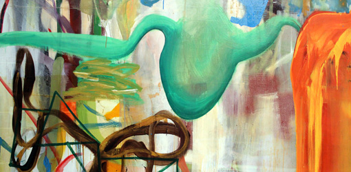 Albert Oehlen. Malerei, Der Zoo von Brooklyn, Detail, 1995, Öl auf Leinwand, 280,4 x 240,4 cm, Installationsaufnahme: Alexandra Matzner.