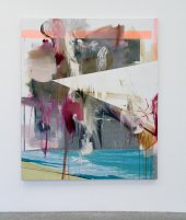 Albert Oehlen, Ohne Titel, 2008, Öl und Papier auf Leinwand, 200 x 170 cm, Sammlung Markus Oehlen, Installationsaufnahme: Alexandra Matzner.