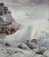 John Brett, Glacier at Rosenlaui, 1856, oil on canvas, 44.5 x 41.9 cm (17 1/2 x 16 1/2 in.), Tate. Purchased 1946