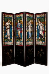 Edward Burne-Jones (Entwurf), Paravent „Die vier Elemente“, London, 1870/80 © RBA Köln, Foto: Marion Mennicken - zu sehen in: Ein Museum im Glück: Meisterwerke Angewandter Kunst aus der Sammlung der Overstolzengesellschaft, MAKK (18.05.2013 – 29.09.2013)