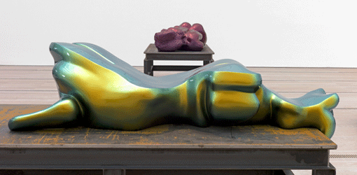 Thomas Sch??tte, Aluminiumfrau Nr. 12, 2009, Aluminium, lackiert, und Stahl, Aluminiumfrau Nr. 8, 2002, Aluminium, lackiert, und Stahl, in der Fondation Beyeler, 2013 © 2013, ProLitteris, Z??rich, Foto: Serge Hasenb?�hler.